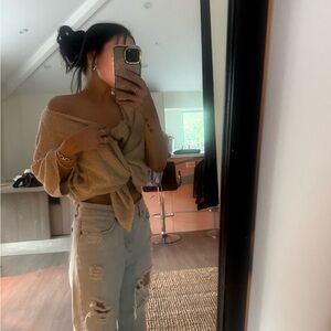 Cozy short sleeve Sweater in Beige